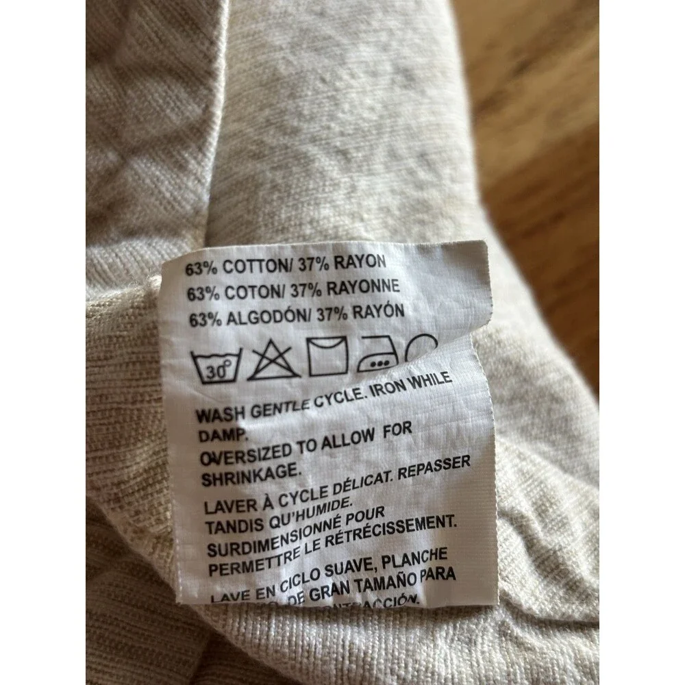 Crate & Barrel Linden Round Tablecloth 90 Inch Ecru Cotton Blend
